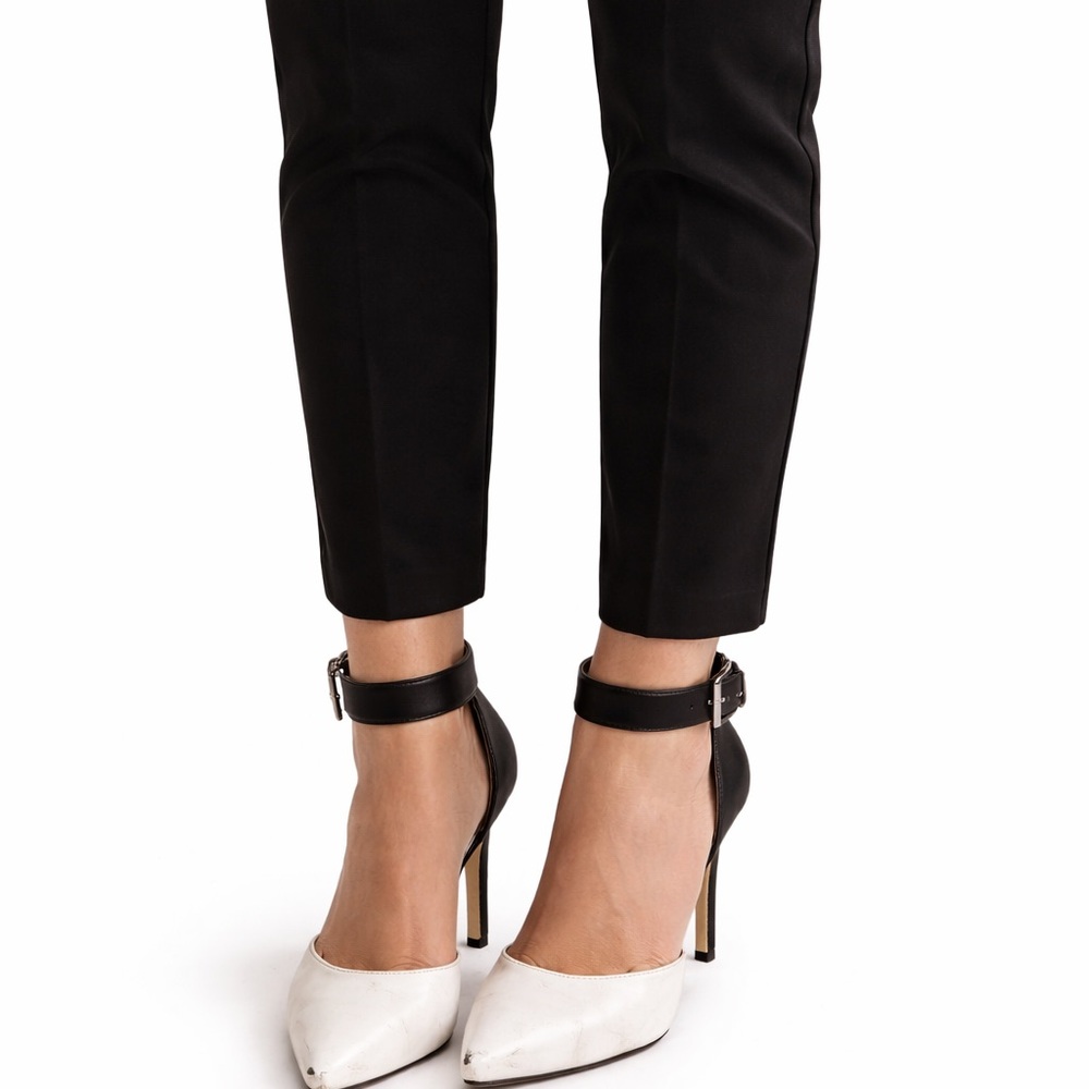 Michael Kors Two-Tone Black and White Pointed Toe Ankle Strap Heels